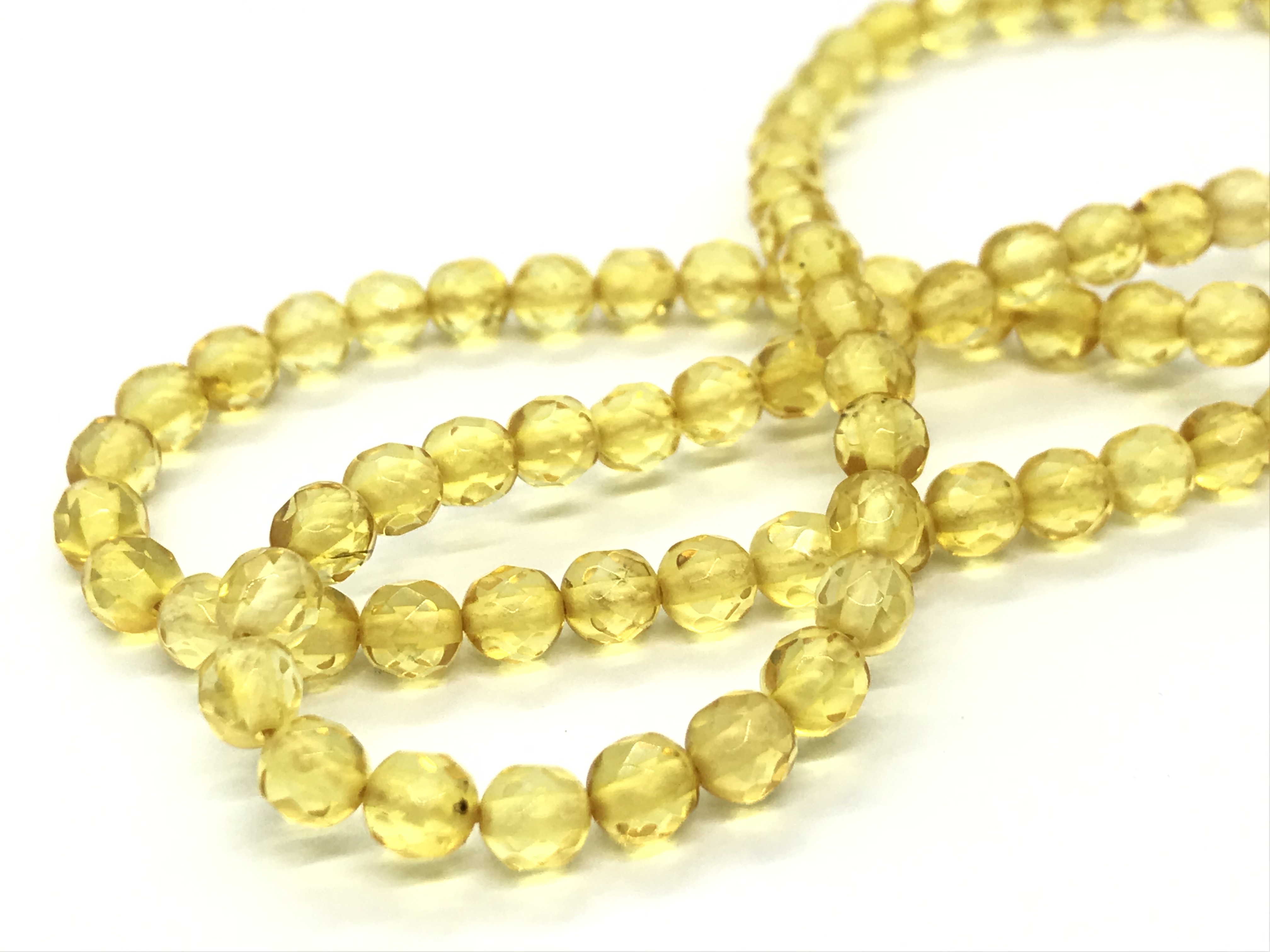 Faceted Round Yellow Beads Baltic Amber Necklace N80